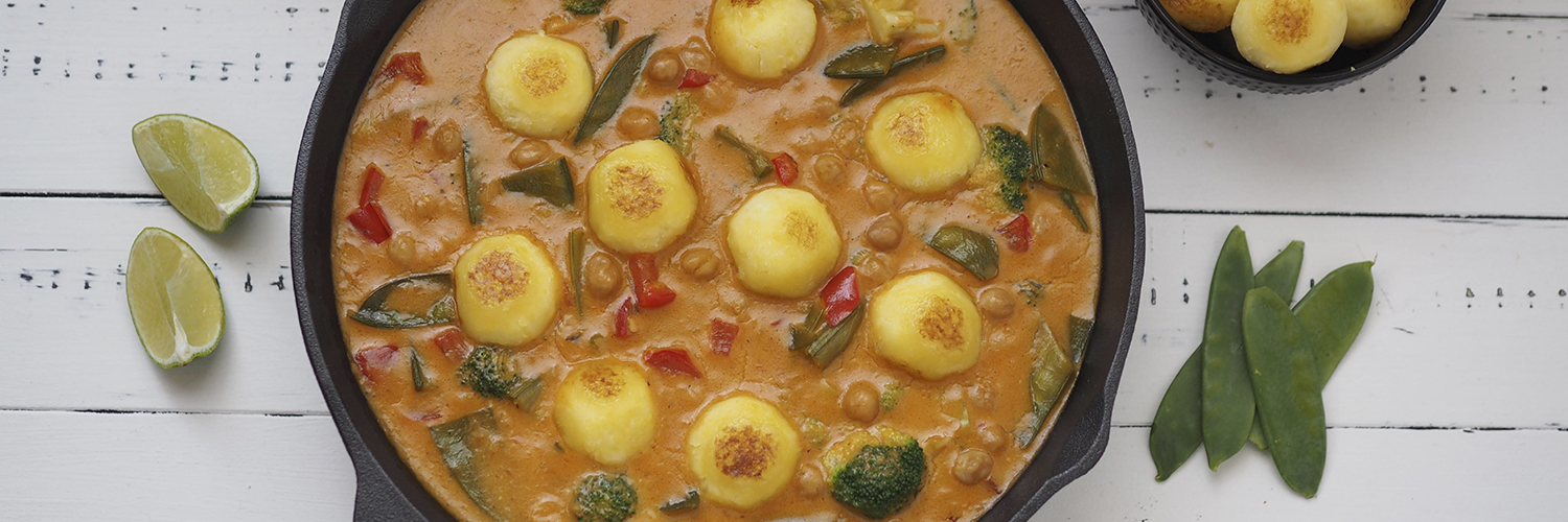 Knödel im Thermomix: Gemüse-Curry mit Knödelinos®