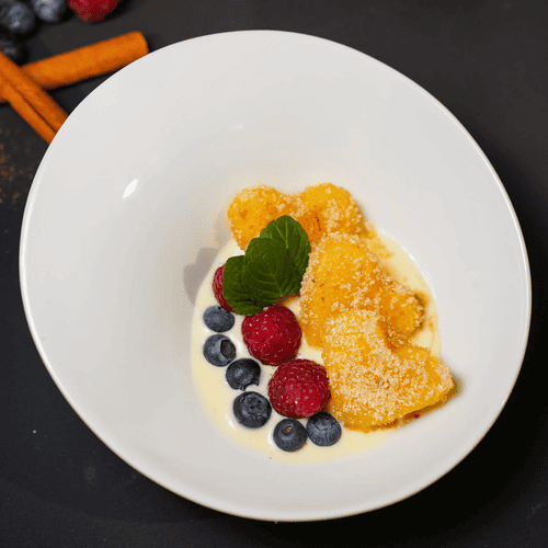 Herzelinos® in Zimt-Zucker mit Vanillesoße