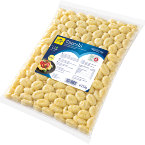 Gnocchi Verpackung 2,5 kg von der seitlichen Perspektive
