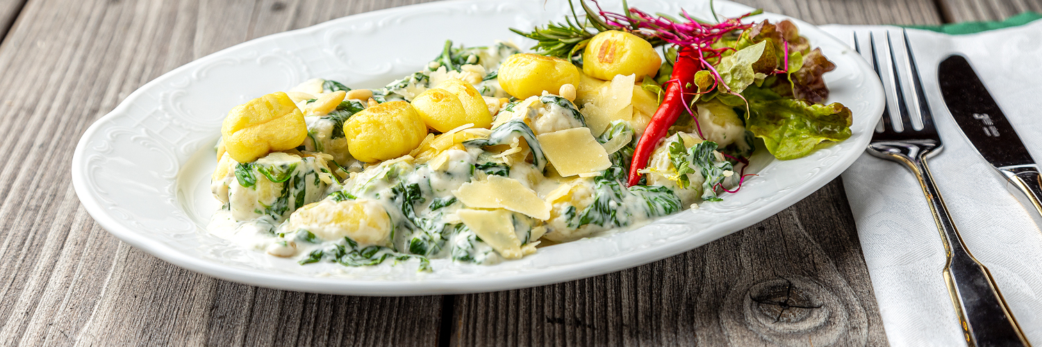 Gnocchi in Spinat-Gorgonzola-Soße