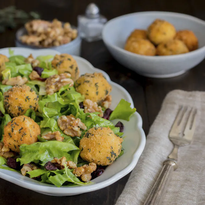 Vegetarisches Festessen, Knödelinos Kroketten Salat